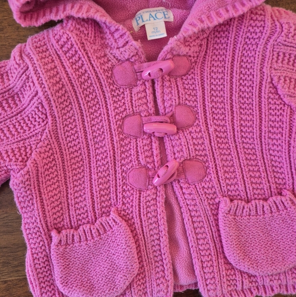Childrens Place Girls Pink Knit Fleece Lined Sweater Size 12M - Picture 2 of 3
